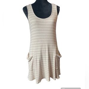 T.C. Elli’s Cream & White Sleeveless Waffle Knit Mini Dress